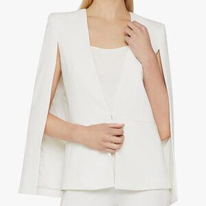 BCBGMAXAZRIA Women's Blazer with Long Cape Sleeves - Ivory